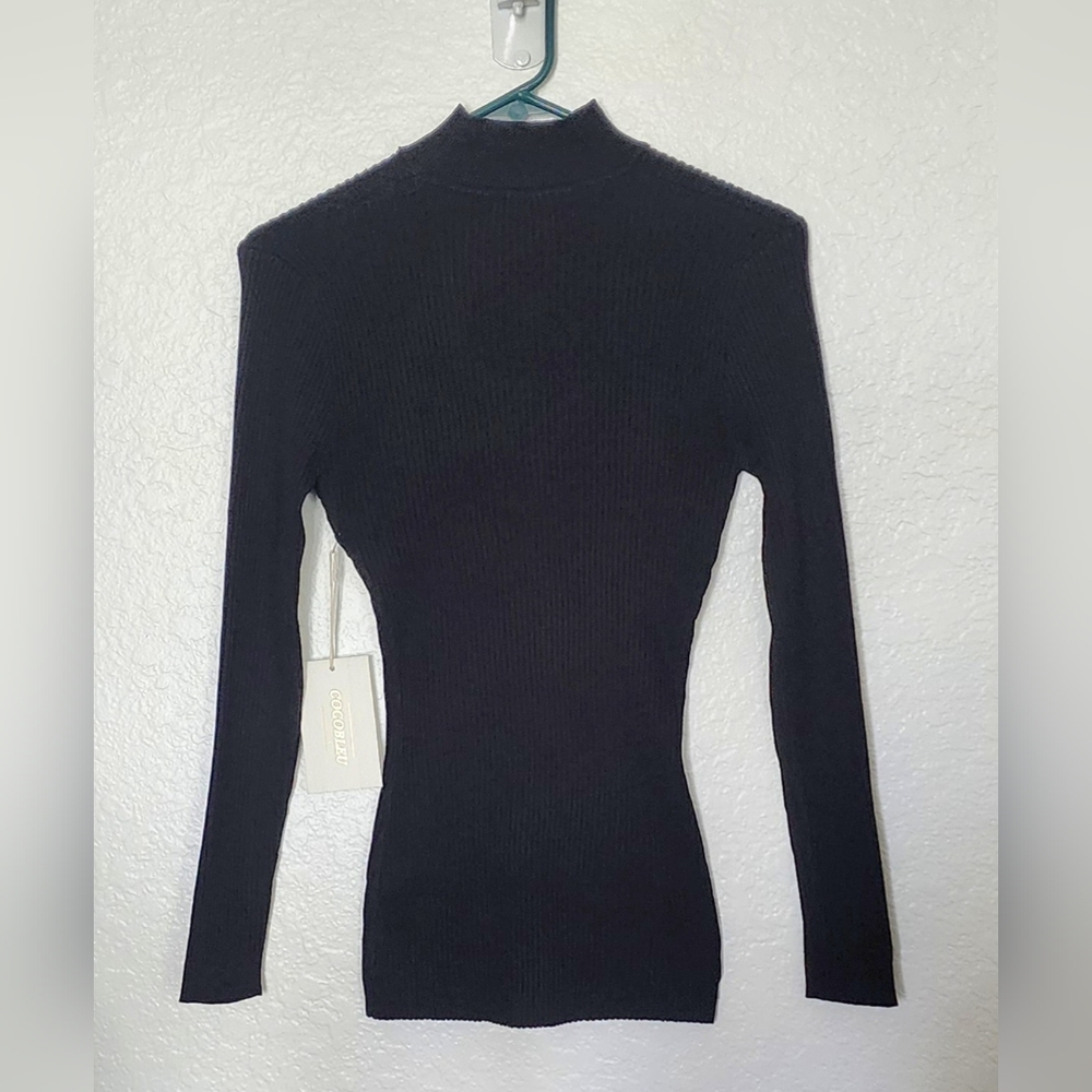 COCOBLEU New York Women's Black Long Sleeve Top, Beaded Neckline. Size S - Picture 2 of 8